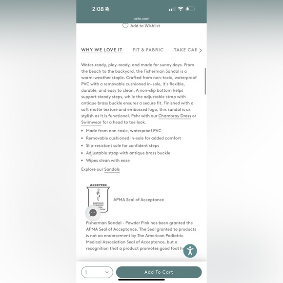 New in box PEHR toddler sandal - Picture 5 of 5